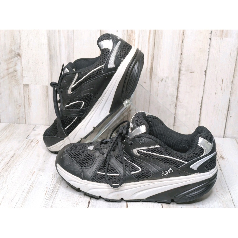 Ryka Relief Rocker Sole Shoes Women's Size 8 Walking Toning K24116WBS Blackโ
